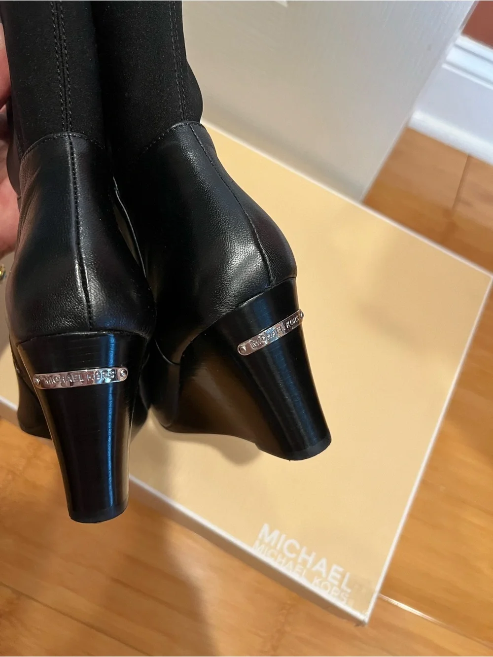 Michael Kors Black Over-the-Knee Wedge Boots
